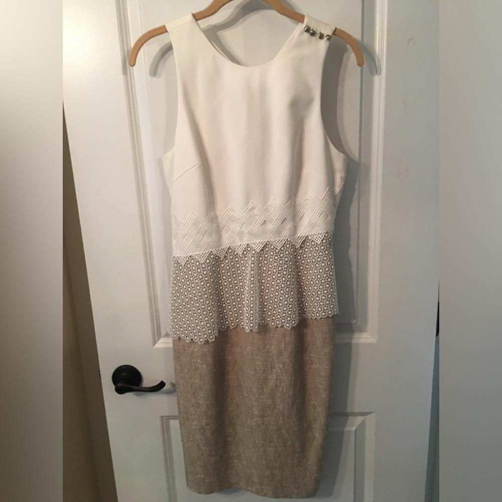 Antonio Melani Beige and White Dress Size 4